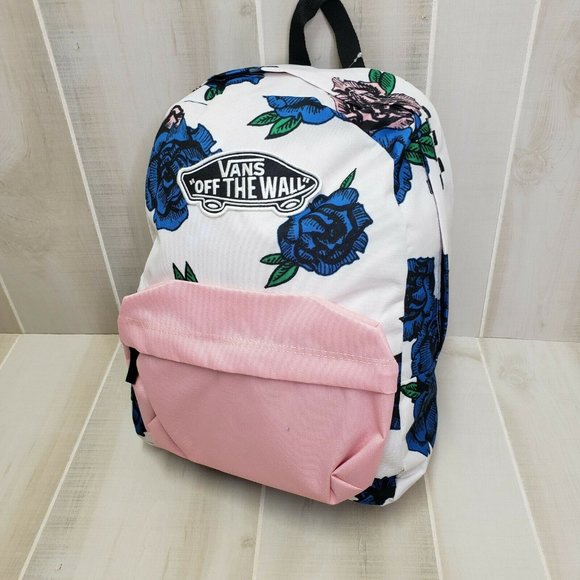 vans white floral backpack